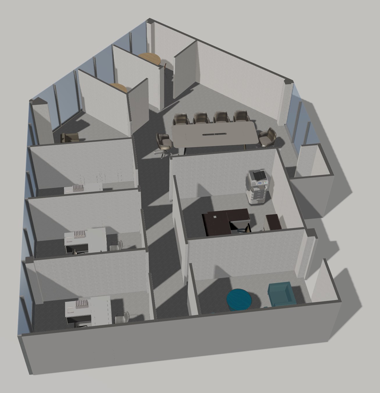 Furnished 3D floor-plan preview of Suite 108 at 800 Wilcrest Dr